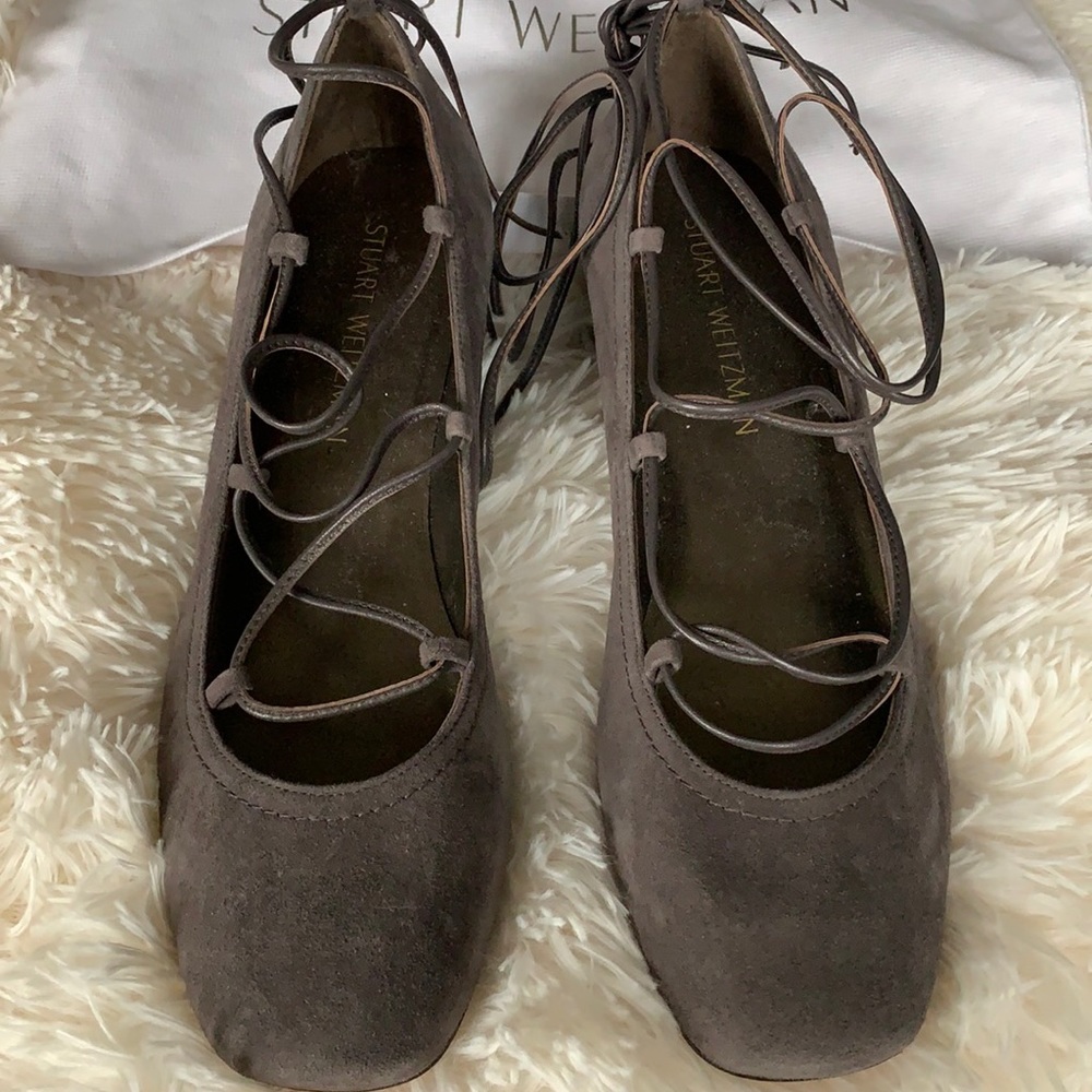 Stuart Weitzman Grey Suede Block Heels - 9